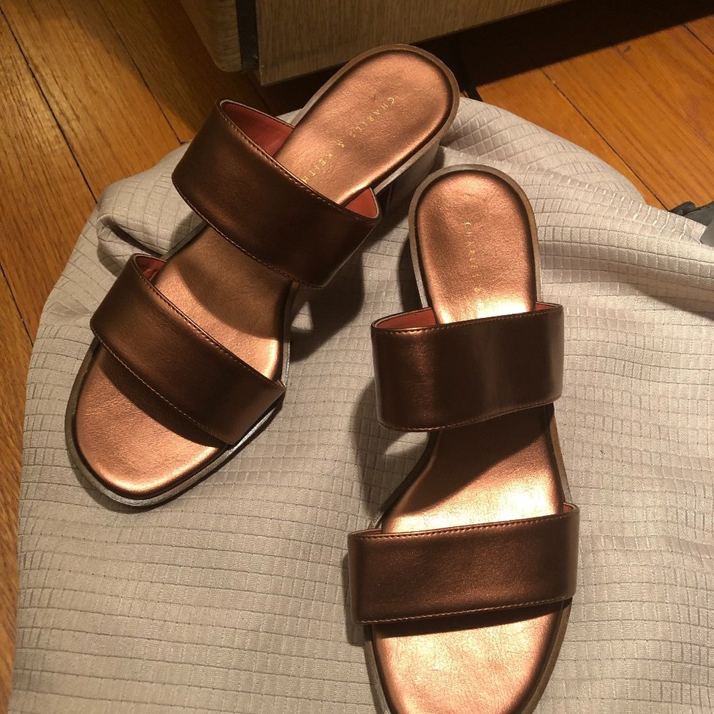 Charles&Keith women metallic copper sandals